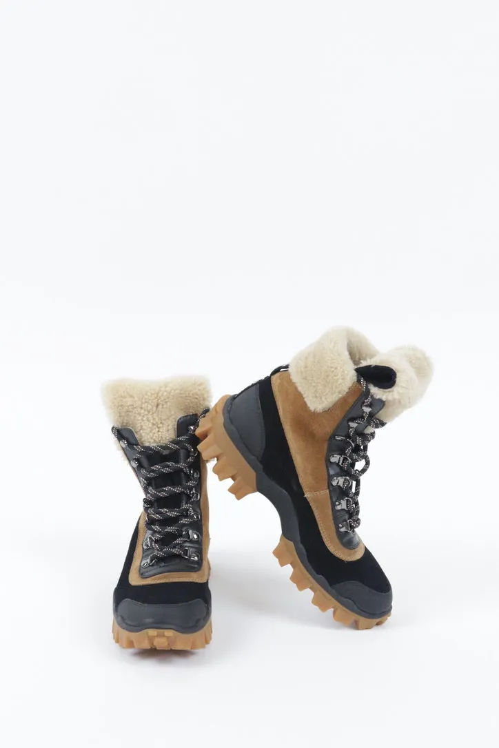 Moncler Two-Toned Fur Combat Boots